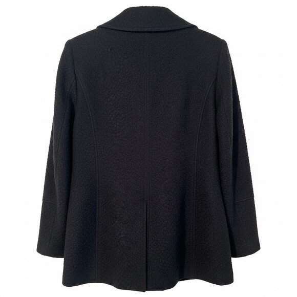 KARL LAGERFELD Navy Bouclé Wool Blend Peacoat w/Gold Hardware - Picture 3 of 7